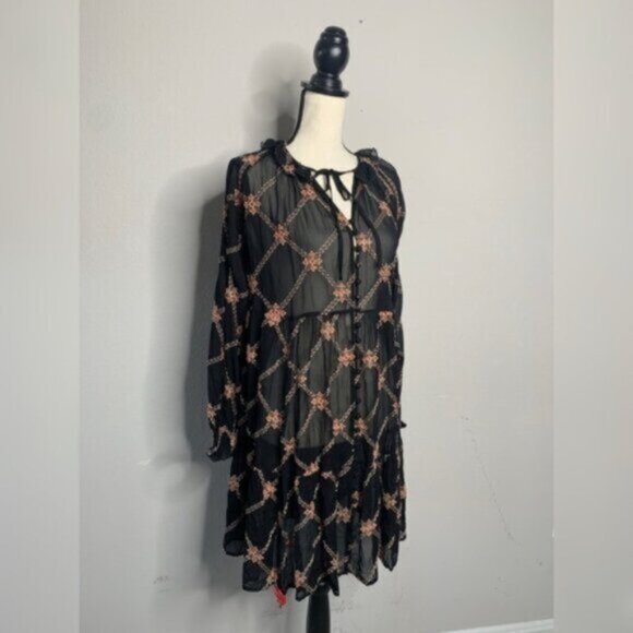 NWT Johnny Was Jackie Mini Long Sleeve Sheer Dress - Picture 6 of 16